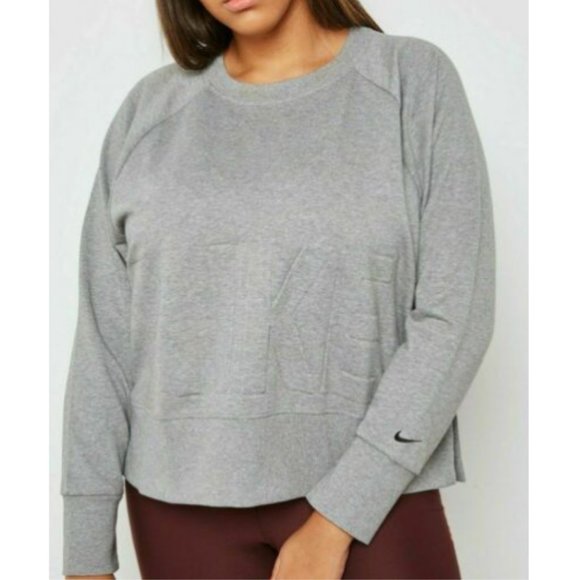 Nike Dri-FIT Versa Crop Gray Crew Pullover Sweatshirt Top 2X - Picture 2 of 7